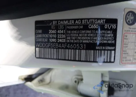 2010 Mercedes-Benz C 300 Sport из США, поврежденный, VIN WDDGF5EB4AF460531